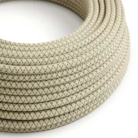   Round electrical cable RD62 diamond green thyme cotton and natural linen - UL certified