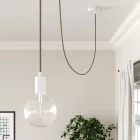 Round electrical cable RD62 diamond green thyme cotton and natural linen - UL certified