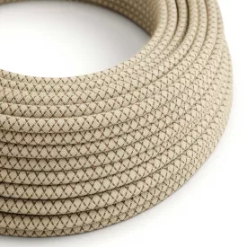   Round electrical cable RD63 Rhombus tree bark cotton and natural linen - UL certified