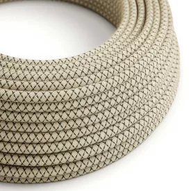   Round electrical cable RD64 Rhombus anthracite cotton and natural linen - UL certified
