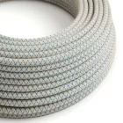 Round electrical cable RD65 Rhombus Steward Blue cotton and natural linen - UL certified