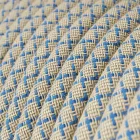 Round electrical cable RD65 Rhombus Steward Blue cotton and natural linen - UL certified