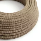 Round electrical cable RD73 ZigZag Bark cotton and natural linen - UL certified