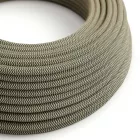 Round electrical cable RD74 ZigZag anthracite cotton and natural linen - UL certified