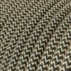 Round electrical cable RD74 ZigZag anthracite cotton and natural linen - UL certified