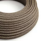 Round electrical cable RN04 Brown natural linen - UL certified