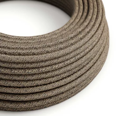 Round electrical cable RN04 Brown natural linen - UL certified