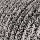 Round electrical cable RS81 Shiny black onyx cotton and natural linen - UL certified