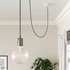 Round electrical cable RS81 Shiny black onyx cotton and natural linen - UL certified