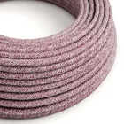 Round electrical cable RS83 Shiny burgundy cotton and natural linen - UL certified