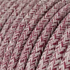 Round electrical cable RS83 Shiny burgundy cotton and natural linen - UL certified