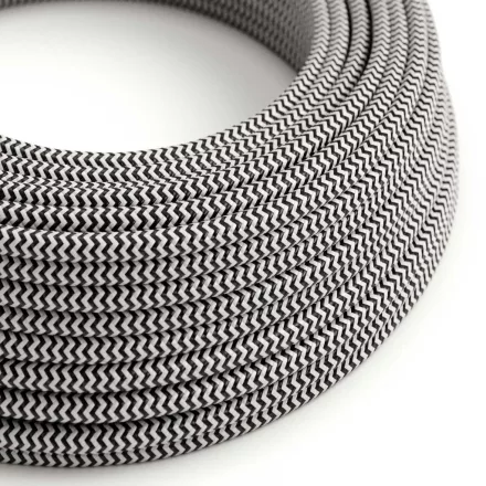 Round electrical cable RZ04 ZigZag black rayon - UL certified