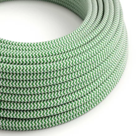Round electrical cable RZ06 ZigZag green rayon - UL certified