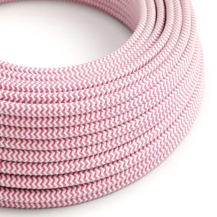 Round electrical cable RZ08 ZigZag fuchsia rayon - UL certified