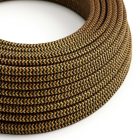 Round electrical cable RZ24 ZigZag gold and black rayon - UL certified