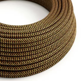   Round electrical cable RZ24 ZigZag gold and black rayon - UL certified