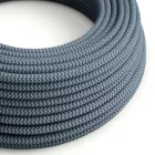 Round electrical cable RZ25 ZigZag stone gray and ocean blue cotton - UL certified