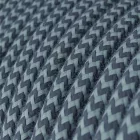 Round electrical cable RZ25 ZigZag stone gray and ocean blue cotton - UL certified