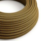 Round electrical cable RZ27 ZigZag Gold honey and anthracite cotton - UL certified