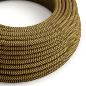   Round electrical cable RZ27 ZigZag Gold honey and anthracite cotton - UL certified