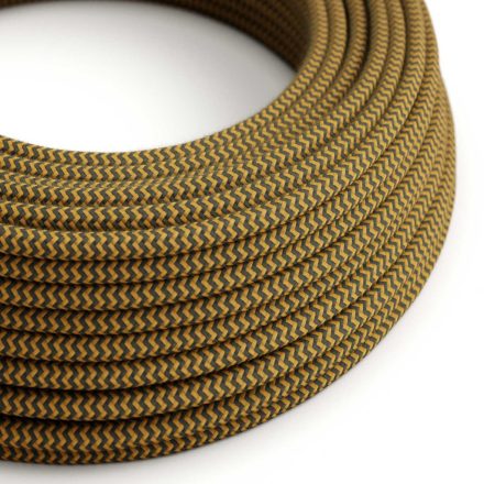 Round electrical cable RZ27 ZigZag Gold honey and anthracite cotton - UL certified
