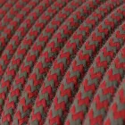 Round electrical cable RZ28 ZigZag fire red and gray cotton - UL certified