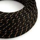 Glossy black and gold Vertigo textile cable – The original Creative-Cables – ERM42 round 2x0.75 mm / 3x0.75 mm