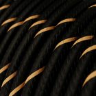 Glossy black and gold Vertigo textile cable – The original Creative-Cables – ERM42 round 2x0.75 mm / 3x0.75 mm