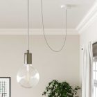 Glossy white and aluminum Vertigo textile cable – The original Creative-Cables – ERM46 round 2x0.75 mm / 3x0.75 mm