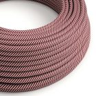  Glossy pink and chestnut brown Vertigo textile cable - The original creative cables - ERM47 round 2x0.75mm / 3x0.75mm