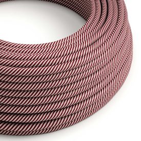    Glossy pink and chestnut brown Vertigo textile cable - The original creative cables - ERM47 round 2x0.75mm / 3x0.75mm
