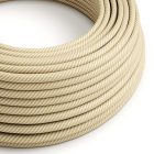 Shiny cream and hazelnut brown Vertigo textile cable – The original Creative-Cables – ERM53 round 2x0.75 mm / 3x0.75 mm