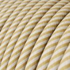 Shiny cream and hazelnut brown Vertigo textile cable – The original Creative-Cables – ERM53 round 2x0.75 mm / 3x0.75 mm