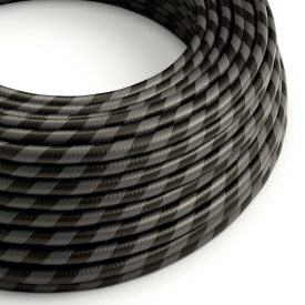    Shiny graphite and charcoal black Vertigo textile cable - The original creative cables - ERM54 round 2x0.75mm / 3x0.75mm