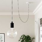 Glossy optical black and silver Vertigo textile cable – The original Creative-Cables – ERM64 round 2x0.75 mm / 3x0.75 mm