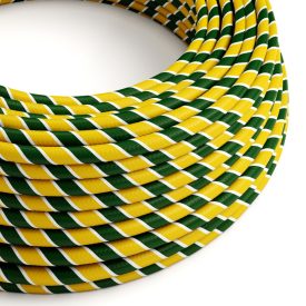    Glossy green and yellow Regimental Vertigo textile cable - The original creative cables - ERM69 round 2x0.75mm / 3x0.75mm