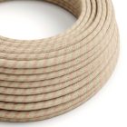 Antique pink and beige striped textile cable – The original Creative-Cables – RD51 round 2x0.75 mm / 3x0.75 mm