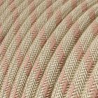 Antique pink and beige striped textile cable – The original Creative-Cables – RD51 round 2x0.75 mm / 3x0.75 mm