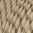 Bark and beige striped textile cable – The original Creative-Cables – RD53 round 2x0.75 mm / 3x0.75 mm