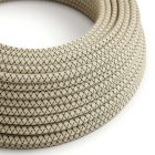 Anthracite gray and beige cross-woven textile cable - The Original Creative-Cables - RD64 round 2x0.75 mm / 3x0.75 mm