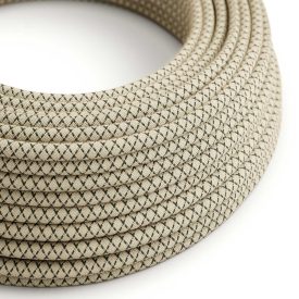   Anthracite gray and beige cross-woven textile cable - The Original Creative-Cables - RD64 round 2x0.75 mm / 3x0.75 mm