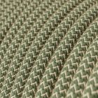 Green thyme and beige zigzag textile cable - The original Creative-Cables - RD72 round 2x0.75 mm / 3x0.75 mm