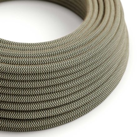 Anthracite gray and beige zigzag textile cable – The original Creative-Cables – RD74 round 2x0.75 mm / 3x0.75 mm