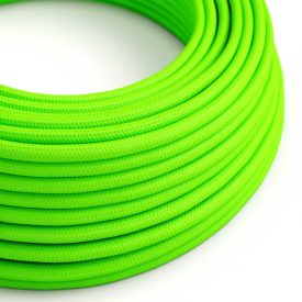   Bright fluorescent green textile cable – The original Creative-Cables – RF06 round 2x0.75 mm / 3x0.75 mm