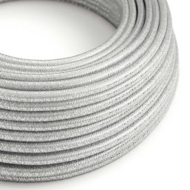   Shiny silver glitter textile cable – The original Creative-Cables – RL02 round 2x0.75 mm / 3x0.75 mm
