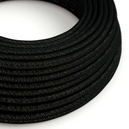 Glossy carbon black shiny textile cable – The original Creative-Cables – RL04 round 2x0.75 mm / 3x0.75 mm
