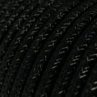 Glossy carbon black shiny textile cable – The original Creative-Cables – RL04 round 2x0.75 mm / 3x0.75 mm