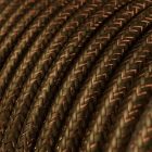Shiny espresso brown glittering textile cable – The original Creative-Cables – RL13 round 2x0.75 mm / 3x0.75 mm
