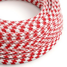   Fire red and optical white glossy textile cable - The original creative cables - RP09 round 2x0.75mm / 3x0.75mm