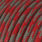 Cotton fire red and gray checkered textile cable - The original Creative-Cables - RP28 round 2x0.75 mm / 3x0.75 mm